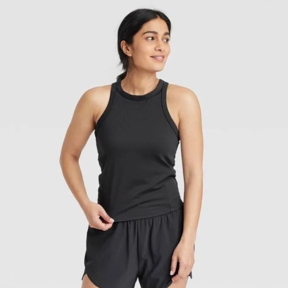 All In Motion High Neck Racerback Tank Top Womens XL Black NEW Moisture Wicking